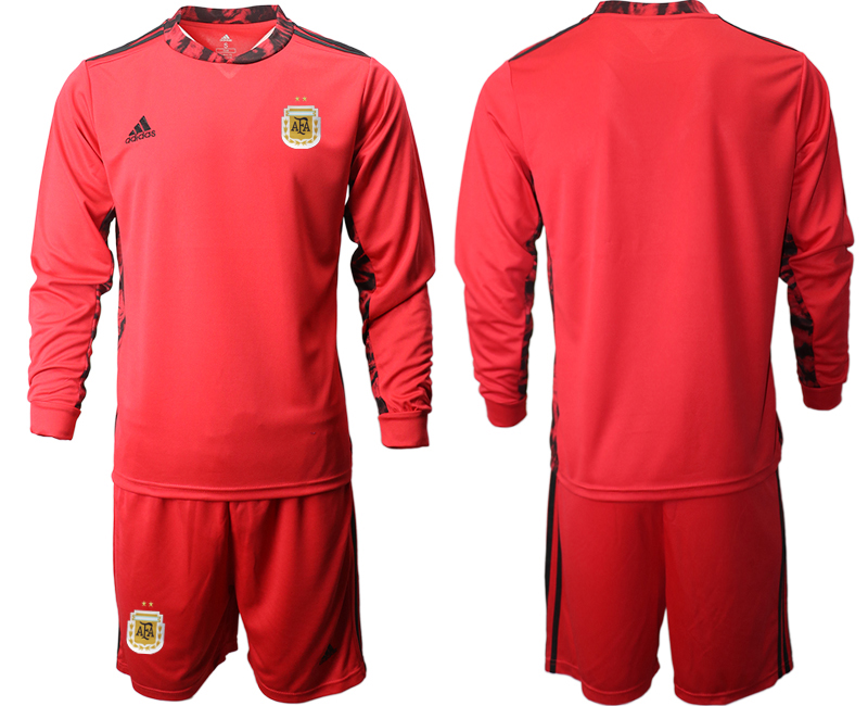 Men 2020-2021 Season National team Argentina goalkeeper Long sleeve red Soccer Jersey1